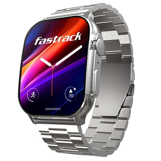 Fastrack Limitless FS2+ Smart Watch, 2.01" UltraVU Display, Functional Crown, SingleSync BT Calling, 110+ Sports Modes, 200+ Smartwatch Faces, Upto 7 Day Battery, AI Voice Assistant (Black)